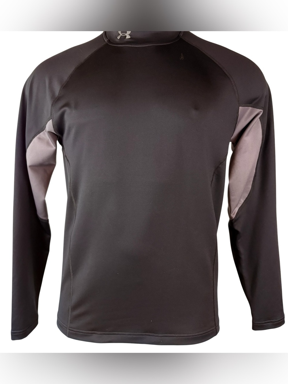 Under Armour Shirt Mens Large Black Grey Mock Neck Fitted Compression (346